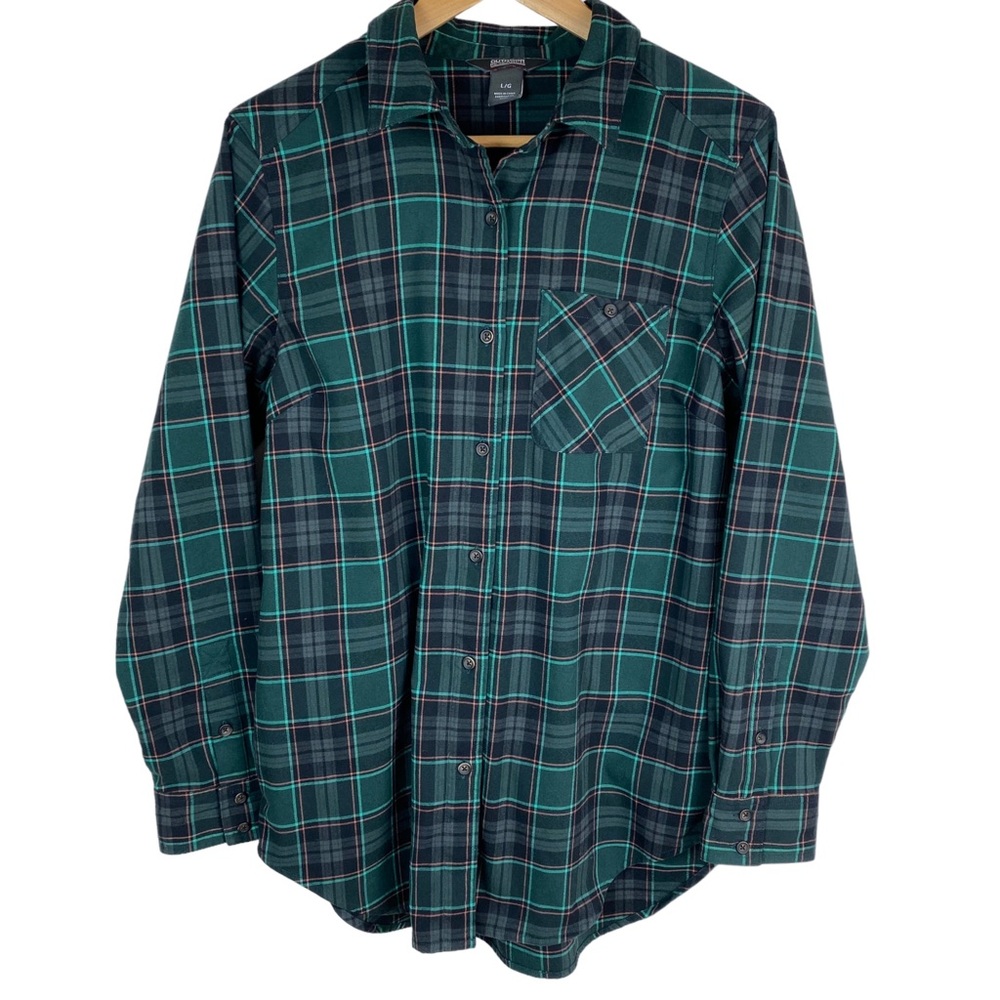 Outdoor Research Womens Shirt Size Large Cedar Cove Tunic Green Button Front